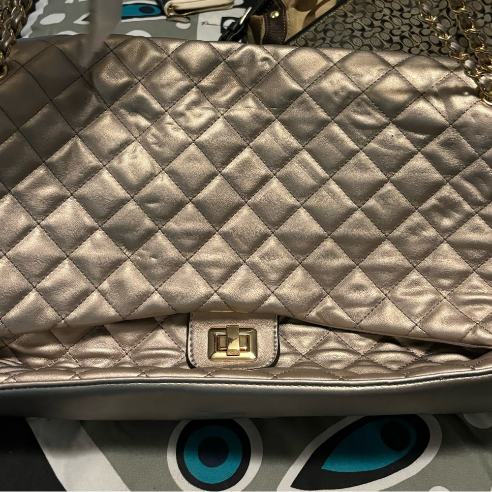 Pewter Color Travel Bag with Trolley Slide